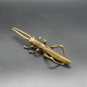 Antique Brass hand carving ornaments grasshopper ornaments symbolize prosperity - Picture 1 of 4