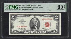 United States-Legal Tender Note 2 Dollars 1963 Fr#1513 (AA Block) UNC Grade 65 - Picture 1 of 2