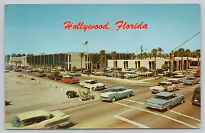 Hollywood Florida, semáforo de autos antiguos de oficina de correos nuevos, postal vintage - Imagen 1 de 2