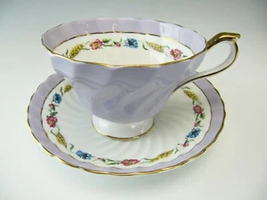 Aynsley Cup & Saucer Floral Garlands Lavender Borders 2479 - Picture 1 of 9