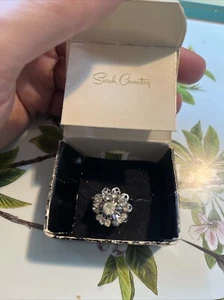 Vintage Silver Tone Rhinestone Sarah Coventry "SYMPHONY" Size 7 Adjustable Ring - Picture 1 of 4