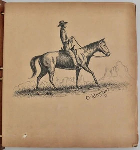 Olaf Wieghorst 1939 disegno cowboy firmato in 87 pagine album fotografico del sud-ovest - Foto 1 di 24