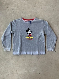 VTG 90s Y2k DISNEY STORE Mickey Mouse Heather Gray Pullover Sweatshirt L 12/14 - Picture 1 of 5