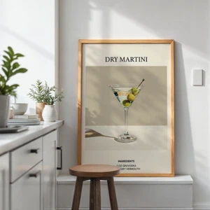 Cocktail Poster - Dry Martini | Kitchen Wall Art for Home Bar | A4, A3, A2 Sizes - Picture 1 of 5