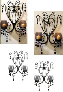 Set of Two (2) ** 15" MIDNIGHT ELEGANCE SCROLLING WALL SCONCES *Smoke Cups* NIB - Picture 1 of 12