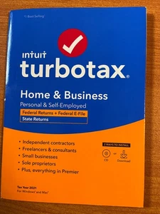 2021 Intuit TurboTax Personal &Small Business Schedule C Federal+State CD PC&Mac - Picture 1 of 6