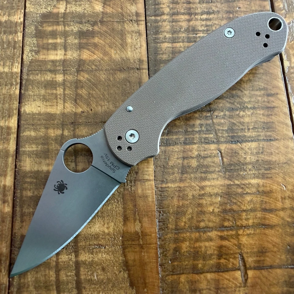 Spyderco Para 3 Sprint Run Brown 2.93 Inch Plain Satin Clip Point SPC223GPBN15V