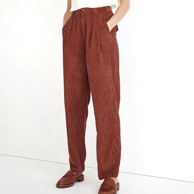 Pantalones cónicos de pana de tiro alto Madewell en secoya polvorienta para mujer talla 4 preppy Foto 1 de 4