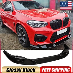 For BMW X3M F97 X4M F98 2019-2024 Glossy Black Front Bumper Lip Spoiler Splitter - Picture 1 of 12