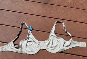 Fruit Of The Loom Womens Grey Bra Underwire 36C Cotton No Padding - Picture 1 of 9