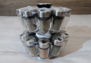 Cole & Mason Cambridge 20 Glass Jar Herb Spice Carousel Rotating Storage Rack - Picture 1 of 13