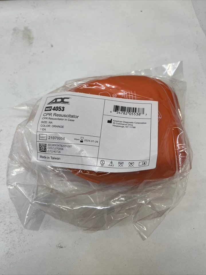 ADC Adsafe 4053 CPR Pocket Resuscitator Latex Orange