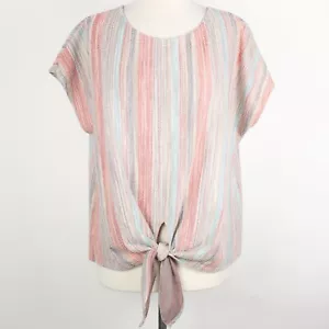 Top Dolman W5 XL Multicolor Texturizado Rayas Corbata Frontal - Imagen 1 de 5