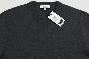 Men's TURNBURY Dark Gray Merino Wool V-Neck Sweater 2XLT 2XT NEW NWT - Picture 1 of 4