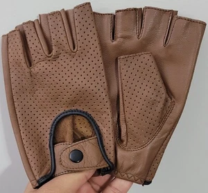 Fingerless 100% Genuine Leather Driving Chauffer Gloves Cycling Gloves (Medium) - Picture 1 of 3