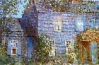 Oil painting Frederick-Childe-Hassam-Hutchison-House-Easthampton house landscape