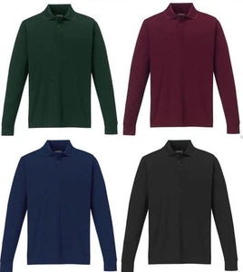 New Mens Plain Long Sleeve Pique Polo Shirt Top Work Wear T-shirt  S-3XL - Picture 1 of 7