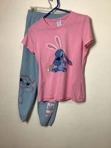 2 piece Set Disney stitch Sweat Shirt And Pants Girls Size Small Pink And Blue - Picture 1 of 11