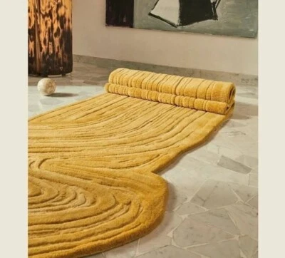Stylish Irregular Tufted Wool Rug - Modern Handmade Accent Carpet - Image 1 of 4