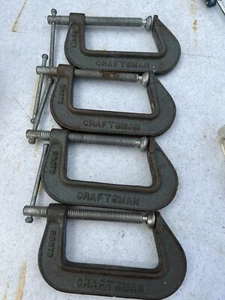 Lot of 4 Vintage Craftsman 3" Malleable C Clamps, Craftsman 66673 Made In USA - Picture 1 of 3