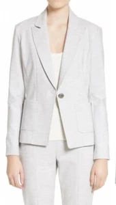 ST JOHN Stretch Cotton Grey Melange 2pc JACKET Blazer & Slim PANTS Size 8/10 - Picture 1 of 8