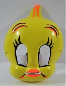 Vintage 1961 Colorful Tweety Bird Character Warner Bros Plastic Halloween Mask - Picture 1 of 1