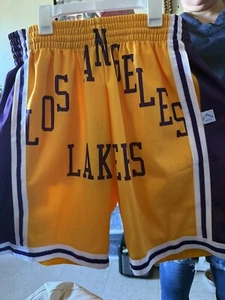 Mitchell & Ness Gold/Purple NBA Los Angeles Lakers Big Face 2.0 Blownout Shorts - Picture 1 of 10