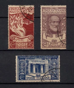 1922 - LOTTO/21987 - REGNO - CINQUANTENARIO DI G.MAZZINI 3v. USATI - Imagen 1 de 2