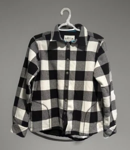 Orvis Women's Shirt Small Black Buffalo Plaid Fleece Lined Snap Button - Picture 1 of 15