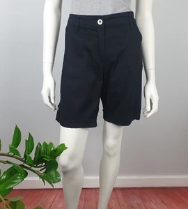Bermudas Katies Talla 10 Informales Algodón Negro Bolsillos Largo Corto Cinturón Lazo - Imagen 1 de 12