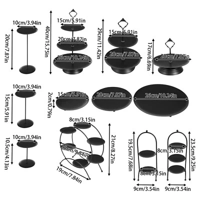 Черные круглые подставки для торта сервировочные тарелки для вечеринки свадьбы 12 шт. - Изображение 1 из 4