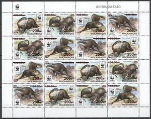 NW0744 ! RED OVERPRINT 2019 MOZAMBIQUE WWF OTTERS ANIMALS #8630-8633 FULL SH MNH - Picture 1 of 2