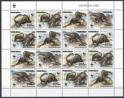 ¡NW0744! Sobreimpresión roja 2019 Mozambique WWF NUTRIAS ANIMALES #8630-8633 SH MNH completo Foto 1 de 2