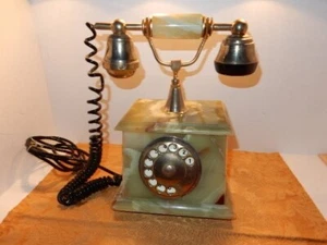 Schönes italienisches rotierendes Onyx-Telefon von Onix 18K vergoldet - Bild 1 von 5