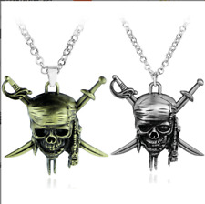 Men Pirates of The Caribbean Skull Pendant Charm Necklace Silver Bronze