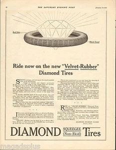 1916 Diamond Non Skid Auto Car Tires Original Antique Print Ad  - Picture 1 of 1