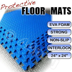 12mm Interlocking Protective Flooring Mats Home Gym etc BLUE 144 Sq Ft 13.39m - Picture 1 of 1