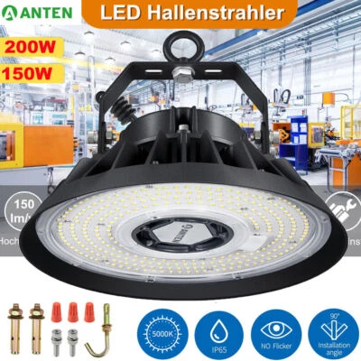 200W LED Hallenbeleuchtung Industrielampe UFO Hallen Strahler Superhell High Bay - Bild 1 von 4