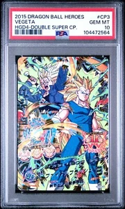 PSA 10 2015 DRAGON BALL HEROES GOD MISSION 4 CP3 VEGETA DOUBLE SUPER CAMPAIGN - Picture 1 of 2