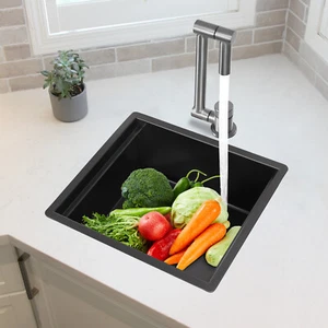 304 Stainless Steel Sink Kitchen Sink with Foldable and Rotatable Faucet Black - Picture 1 of 19