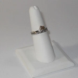 Solid 14K White Gold Natural Diamond Engagement Ring Set Size 6.75 not Scrap - Picture 1 of 14