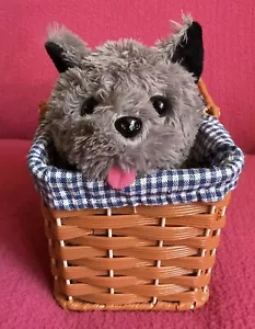 Zauberer von Oz Toto Dorothy’s Grey Cairn Terrier Hund 7 Zoll weiches Plüschtier im Korb - Bild 1 von 21