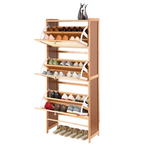 Brown Shoe Cabinet with 3 Flip Drawers Entryway Hallway Shoe Storage Organizer - Picture 1 of 12