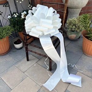 Large 16" White Car Bow, Wedding, Christmas, Christening, Baptism, Bridal Shower - Picture 1 of 6