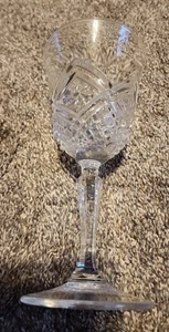 Criss Cross Pressed Glass Water Wine Goblet Lines Stars - Picture 1 of 3