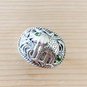 GENUINE PERIDOT STONE STERLING SILVER ELEPHANT RING #7 - Picture 1 of 10