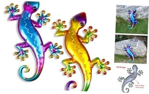 Metal Gecko Yard Art 12 Inch Lizard Outdoor Garden Fence Decor Patio Wall - Picture 1 of 5