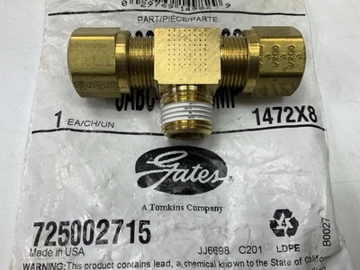 Camiseta Gates G32134-0806 ramo de compressão de freio a ar para tubo macho, 1/2 X 1/2 X 3/8 - Imagem 1 de 4