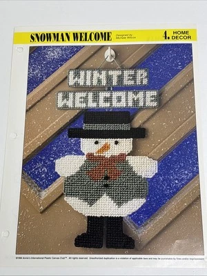 Snowman Welcome Hall Hanging Annie's Attic Plastic Canvas Pattern Page - Image 1 of 4