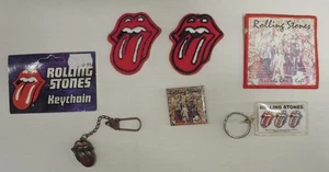 Vintage Rolling Stones Lips Patch Charm Keychain Button Souvenir Lot - Picture 1 of 12